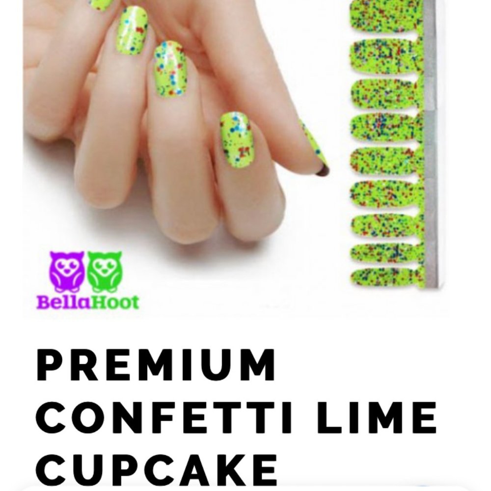 Bella Hoot Premium Polish Confetti Lime Cupcake Nail Polish Strips